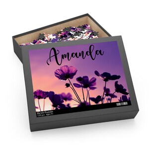Personalized Flower Jigsaw Puzzle Custom Birthday Gift for Kids, Custom Name Puzzle Gift for Girls, 30 or 120 pc Custom Kid Name Puzzle