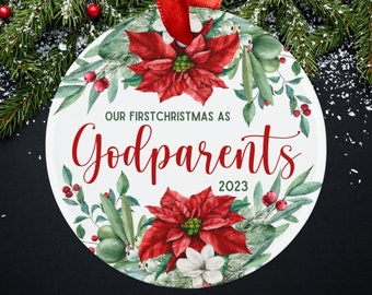 Godparents Ornament Gift from Godchild, Christmas Ornament Gift for Godmother and Godfather, Godmother Proposal Gift with Custom Year