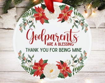 Godparents Ornament Gift from Godchild, Christmas Ornament Gift for Godmother and Godfather, Thank you for Being my GodParents Ornament Gift
