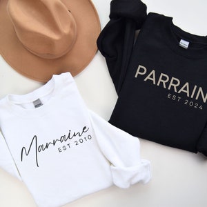 Personalized Marraine Gift Custom Parrain Matching Cajun Baptism Proposal Shirts French Godparents Keepsake Gift with Custom Est Year Tshirt