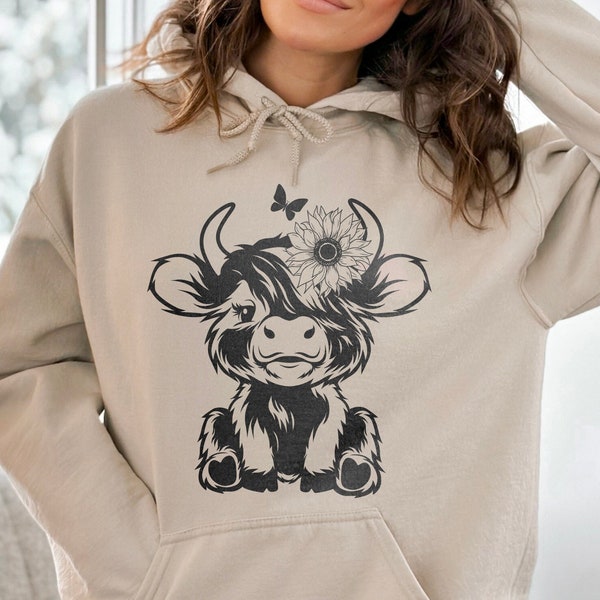 Highland Cow Sweatshirt, Highland Cow Hoodie, Highland Cow Shirt, Heifer Sweatshirt, Cow Sweatshirt, Gift for Cow Lovers, Farmer Gift