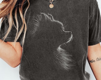 Pomeranian Silhouette Shirt, Comfort Colors Pom Dog Lover Tee, Gift for Pomeranian Mom, Minimalist Dog Memorial Shirt