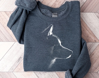 Husky Mama Sweatshirt, Husky Sweatshirt, Husky Silhouette, Husky Dog Gifts, Gift for Husky Owner, Husky Lover Gift, Husky Dad Sweatshirt