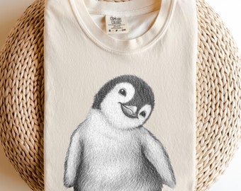 Penguin Comfort Colors Shirt, Penguin Lover Vintage Graphic T Shirt, Unisex Retro Nature Lovers T-Shirt, Spirit Animal Tee Gift
