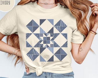 Quilter Tshirt, Quilt Block T Shirt, Quilt Block Star Tee, Quilting Shirt, Gift for Quilter Mom, Quilter Gift, Cute Tshirt for Quilters