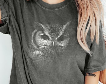 Owl Shirt, Retro Owl Shirt for Animal Lover, Dark Academia Owl Tshirt for Women, Owl Lover Gift, Comfort Colors® Owl Vintage Graphic Tee Men