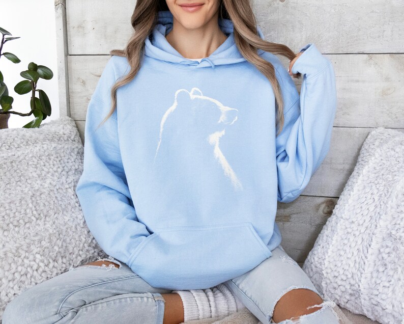Bear Hoodie, Vintage Bear Sweatshirt, Trendy Bear Hoodie, Animal Lover Sweatshirt, Bear Gifts, Gift for Wildlife Lover, For Nature Lover Light Blue