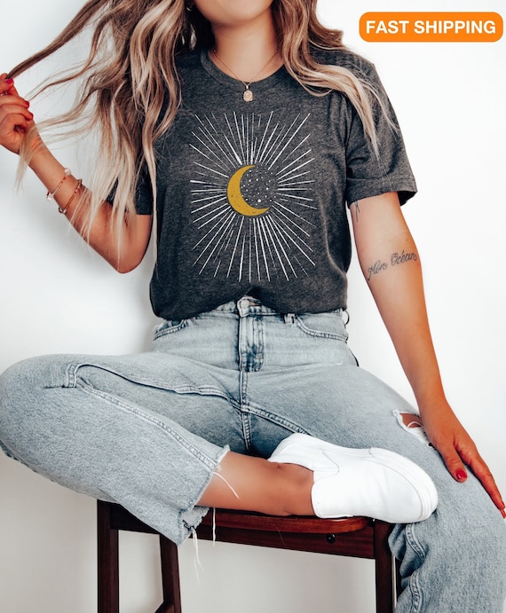 Celestial Moon Shirt, Moon Shirt, Boho Moon Shirt, Moon Phase Shirt, Vintage Moon Tee, Retro Moon Shirt, Mystic Moon Shirt, Moon Graphic Tee