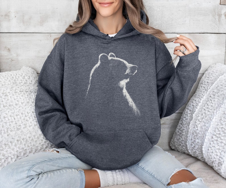 Bear Hoodie, Vintage Bear Sweatshirt, Trendy Bear Hoodie, Animal Lover Sweatshirt, Bear Gifts, Gift for Wildlife Lover, For Nature Lover Dark Heather