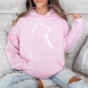 Bear Hoodie, Vintage Bear Sweatshirt, Trendy Bear Hoodie, Animal Lover Sweatshirt, Bear Gifts, Gift for Wildlife Lover, For Nature Lover Light Pink