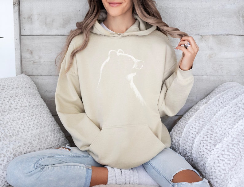 Bear Hoodie, Vintage Bear Sweatshirt, Trendy Bear Hoodie, Animal Lover Sweatshirt, Bear Gifts, Gift for Wildlife Lover, For Nature Lover Sand