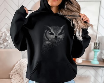 Owl Hoodie, Retro Owl Hooded Sweatshirt for Animal Lover, Dark Academia Owl Hoodie for Women, Owl Lover Gift, Owl Vintage Graphic Sweatshirt