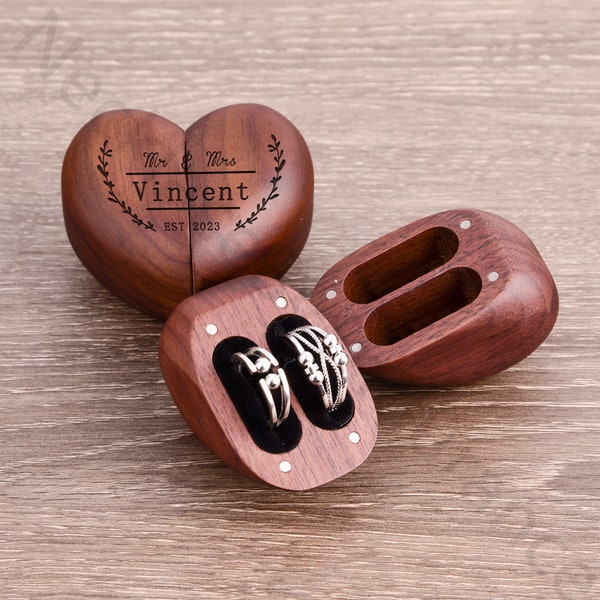 Customised heart shaped ring box - unique centre opening creative design, single ring, double ring, engagement, proposal, love memorial gift