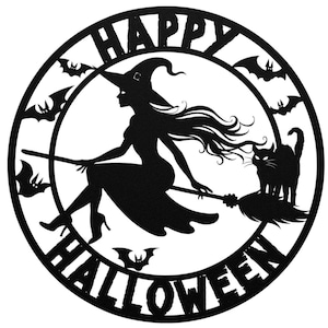 Witch Cat Wall Art, Witch, Metal Wall Art, Halloween Home Decor, Halloween Gifts, Halloween Outdoor Decor, Halloween Art, Gothic Wall Art