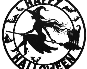 Witch Cat Wall Art, Witch, Metal Wall Art, Halloween Home Decor, Halloween Gifts, Halloween Outdoor Decor, Halloween Art, Gothic Wall Art