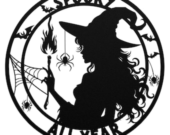 Witch Metal Wall Art: Spooky Halloween Home Decor
