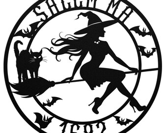 Witch Wall Art, Salem Witch, Metal Wall Art, Halloween Home Decor, Halloween Gifts, Halloween Outdoor Decor, Halloween Art, Gothic Wall Art