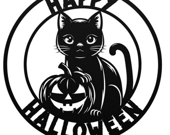 Witch Cat Wall Art, Black Cat, Metal Wall Art, Halloween Home Decor, Halloween Gift, Halloween Outdoor Decor, Halloween Art, Gothic Wall Art