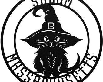 Witch Cat Wall Art, Salem Cat, Metal Wall Art, Halloween Home Decor, Halloween Gifts, Halloween Outdoor Decor, Halloween Art, Gothic Wall Ar