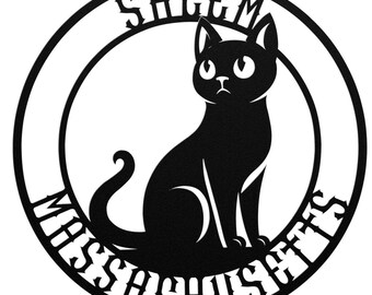 Black Cat Wall Art, Salem, Metal Wall Art, Halloween Home Decor, Halloween Gifts, Halloween Outdoor Decor, Halloween Art, Gothic Wall Art