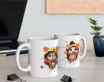 3D Hole In Wall Halloween Mug Whimsical Ceramic Coffee Mug gift, Halloween Decor, Gothic Art, Halloween Gift, Coffee Cup Mug 11oz, 15oz