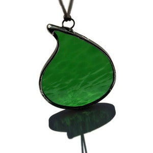 Green Stained Glass Suncatcher Water Drop Shape
