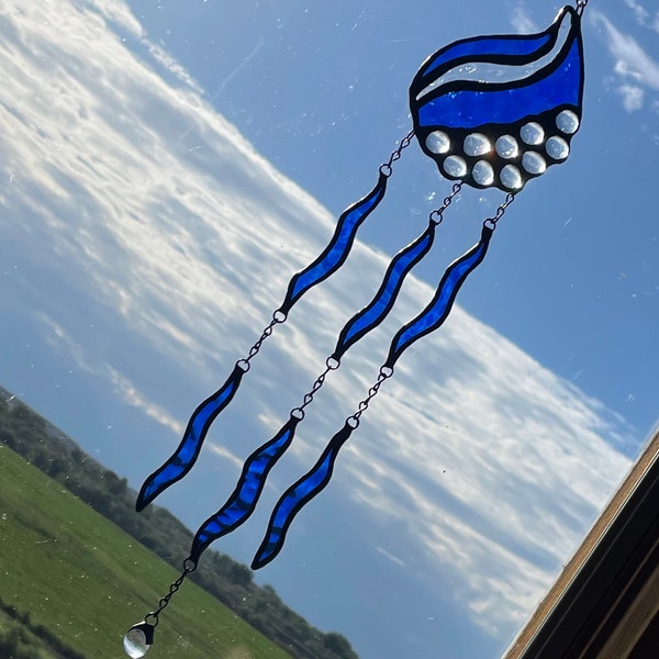 Water Trickle Suncatcher Stained Glass Wind Chime Mobile