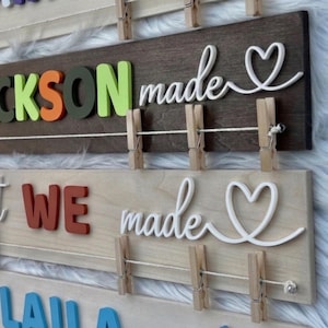 Personalized 3D Look what I made sign, Custom kids Artwork Display, Wooden name sign, 24 or 36 inches