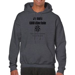 Sweat CélibEinstein Einstein Humour Intelligence Cadeau célibataire Idée cadeau Humour Drole Sweat à capuche unisexe Dark Heather