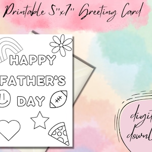DIY Kids Coloring Card for Father&#39;s Day- Digital Download