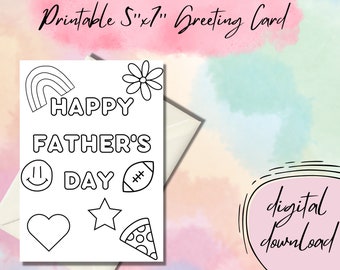 DIY Kids Coloring Card for Father's Day- Digital Download
