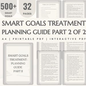 SMART Goals Treatment Planning Guide for Therapist Progress Notes Report Writing Treatment Plan Clinical Words Phrases Therapy Intervention