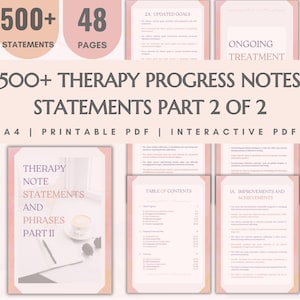 セラピストのための治療進捗記録、介入ステートメント、フレーズ、治療記録テンプレート、カウンセリング介入、治療セッションの補助