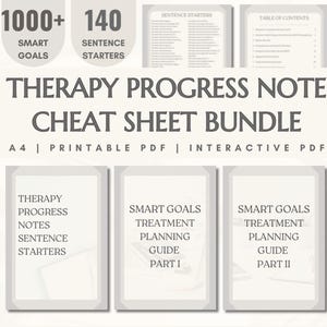 Therapy Progress Note Cheat Sheet Bundle (Printable & Interactive PDF, Instant Digital Download)