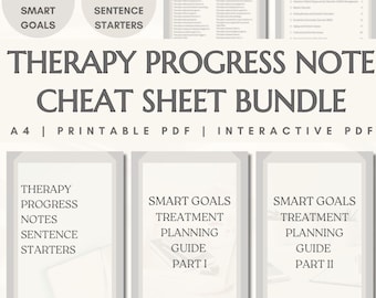 Therapy Progress Note Cheat Sheet Bundle (Printable & Interactive PDF, Instant Digital Download)