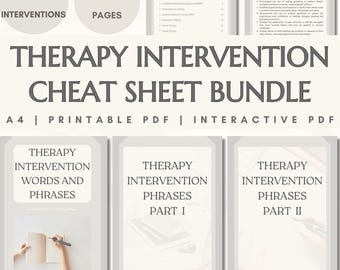 Therapy Intervention Cheat Sheet Bundle: 2200+ Phrases (Printable & Interactive PDFs, Instant Digital Download)