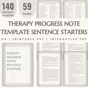Therapy Progress Notes Sentence Starters Words Phrases Statements Cheat Sheet for Therapist CBT DBT Reporting Writing Psychotherapy Process