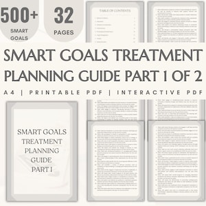 SMART Goals Treatment Planning Guide Therapy Intervention Clinical Phrases Report Writing Therapy Progress Notes for Therapist Documentation