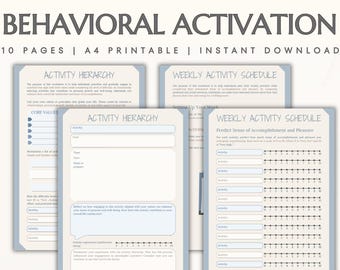 CBT Worksheets Behavioral Activation Counseling Handout Activity Hierarchy Workbook CBT Tools Cognitive Behavioral Therapy Activity Schedule