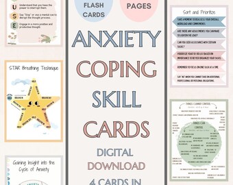 Anxiety Coping Skills Cards Calm Down Corner Psychologist Cards Mental Health Flashcards Social Psychology Cards Therapy Coping Tool CBT DBT