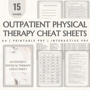 Outpatient Physical Therapy Cheat Sheets Clinical Rotation PT Student Notes Diagnoses Special Tests Exercises Outcome Measures Post Surgical