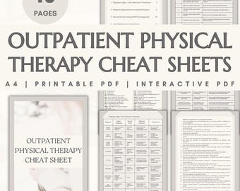 Outpatient Physical Therapy Cheat Sheets Clinical Rotation PT Student Notes Diagnoses Special Tests Exercises Outcome Measures Post Surgical