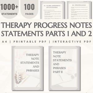 Therapy Progress Notes Template: 1000+ Phrases and Statements (Printable & Interactive PDFs, Instant Digital Download)