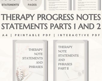 Therapy Progress Notes Template: 1000+ Phrases and Statements (Printable & Interactive PDFs, Instant Digital Download)