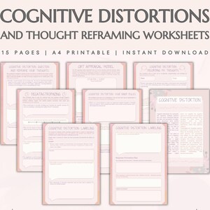 Kognitive Distorsion Arbeitsblätter Therapie Kognitive Biologie Arbeitsblätter Kognitive Fähigkeiten BPD DBT CBT Bewältigungsfähigkeit Angst Ressourcen für Teenager