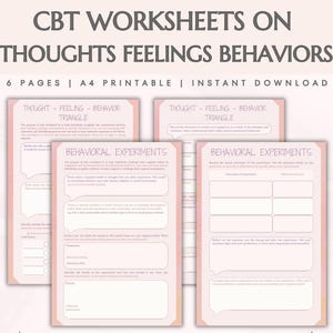 CBT Worksheets Behavioral Experiments Therapy Tools for Teens and Adults Counseling Handout Trauma Therapy CBT Model CBT Anxiety Printables