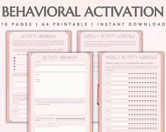 CBT Worksheets Behavioral Activation Cognitive Behavioral Therapy Activity Schedule Counseling Handout CBT Tools Activity Hierarchy Workbook