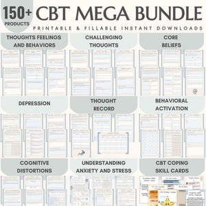 CBT Worksheets for Adults Cbt Worksheet Bundle CBT Therapy Worksheets Cbt Therapist Cheat Sheet Template Anxiety Journal Cognitive Workbook