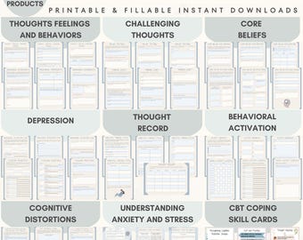 CBT Worksheets for Adults Cbt Worksheet Bundle CBT Therapy Worksheets Cbt Therapist Cheat Sheet Template Anxiety Journal Cognitive Workbook