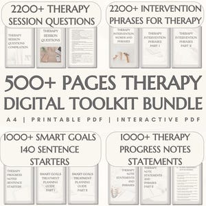 Therapy Toolkit Bundle: Questions, Interventions, SMART Goals, Words, Phrases, Statements, Sentence Starters (Printable Interactive)